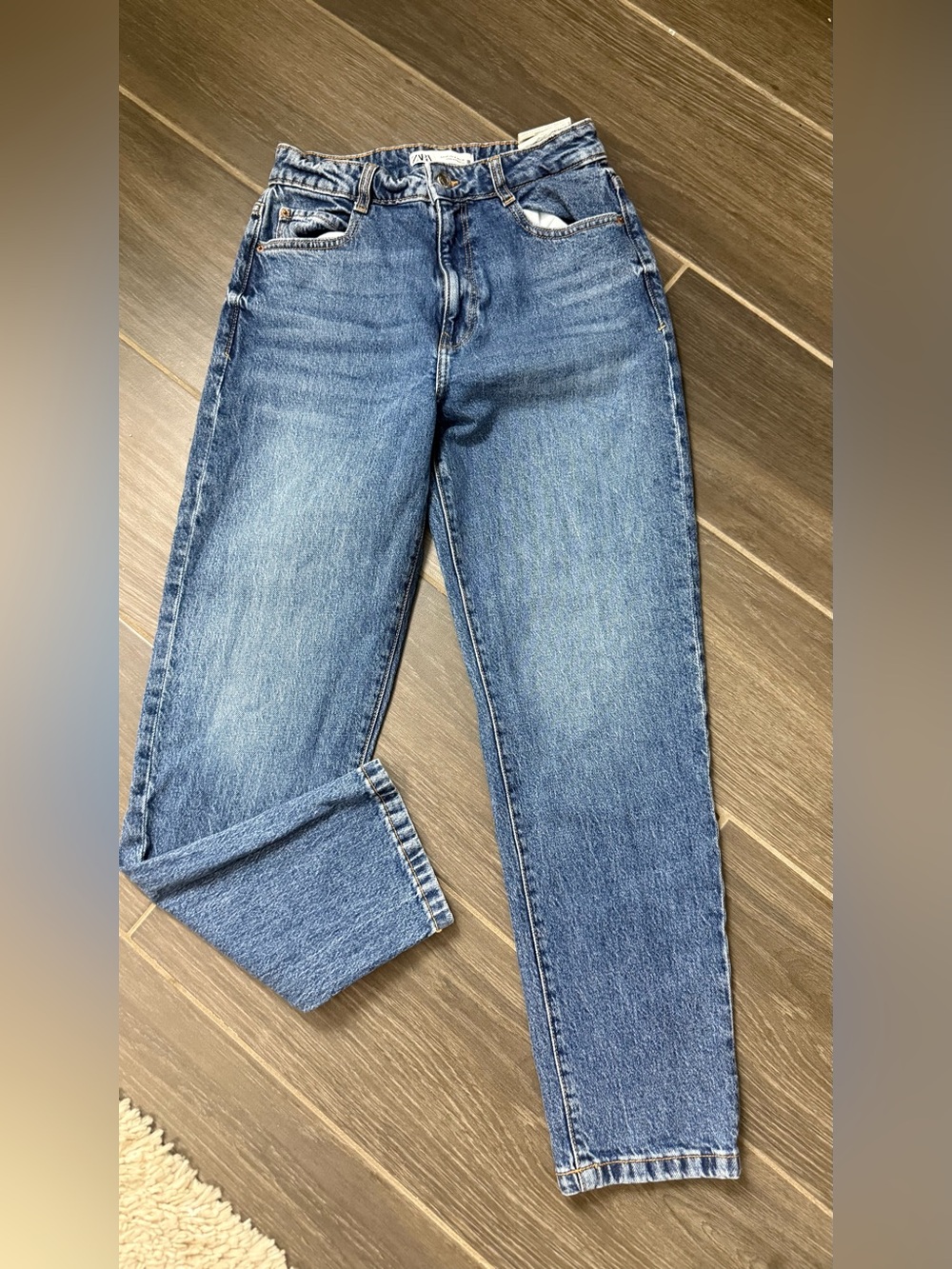 Used ZARA Z1975 High Waist Slim Mom Jeans Blue Size 6